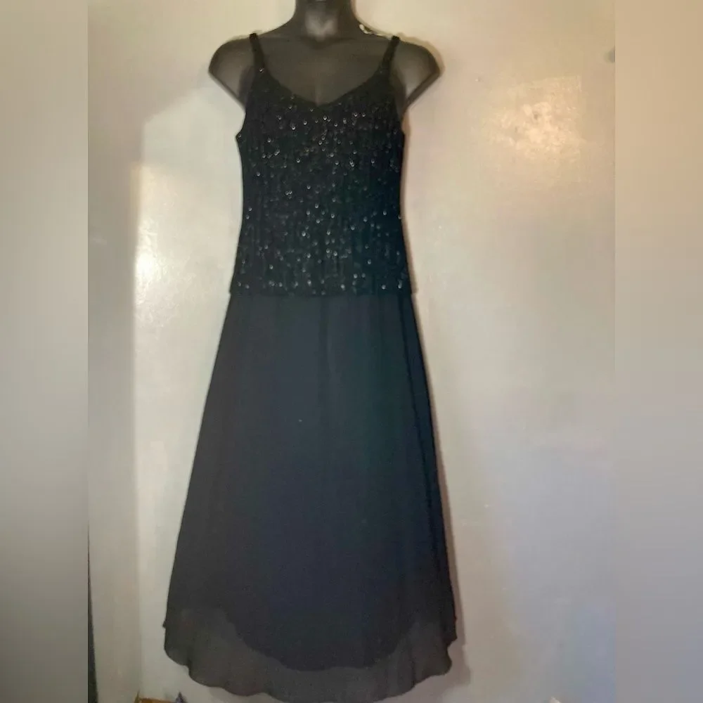 Alex Evenings Black Beaded Maxi Dress